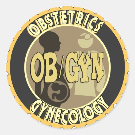 OB/GYN BADGE VROUW DOCTOR LOGO RONDE STICKER (Voorkant)
