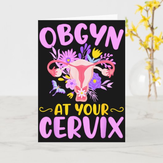 Ob-gyn Bij Uw Baarmoederhals Grappige Gyno Artsen  Kaart (Gele Bloem)