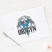 OB/GYN Blauwe Caduceus Ronde Sticker (Envelop)