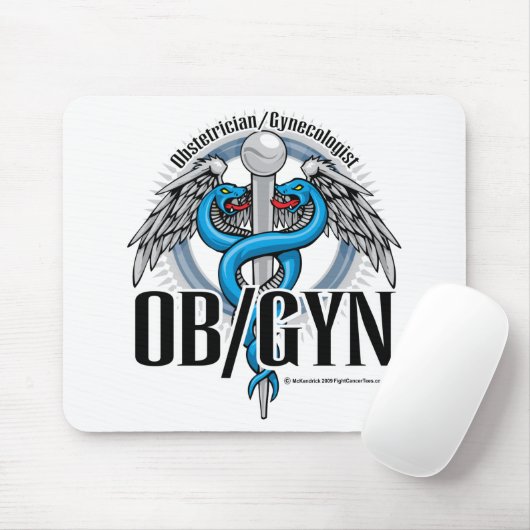 OB/GYN Blue Caduceus Muismat (Met muis)