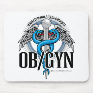 OB/GYN Blue Caduceus Muismat