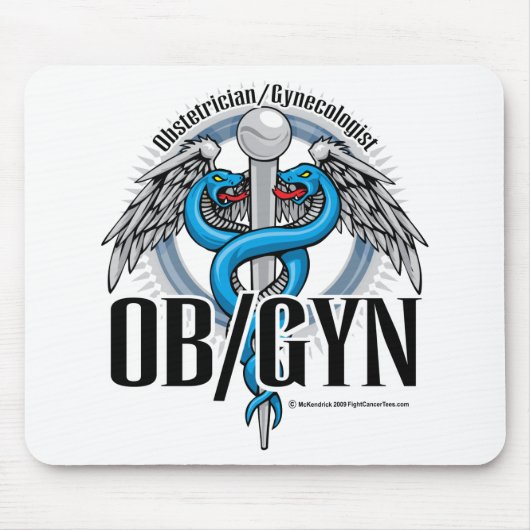 OB/GYN Blue Caduceus Muismat (Voorkant)