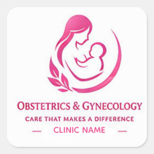 OB GYN-logo voor merkidentiteit van vrouwenkliniek Vierkante Sticker