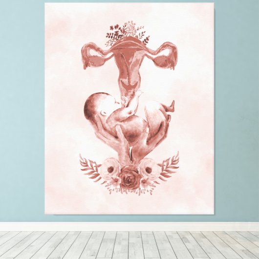 Ob/Gyn MidWITSERSE BRODBAARHEID Cervix Ovaria Canvas Afdruk (Insitu (Houten vloer))
