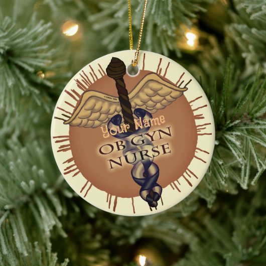 OB Gyn Nurse Caduceus-ornament Keramisch Ornament (Boom)