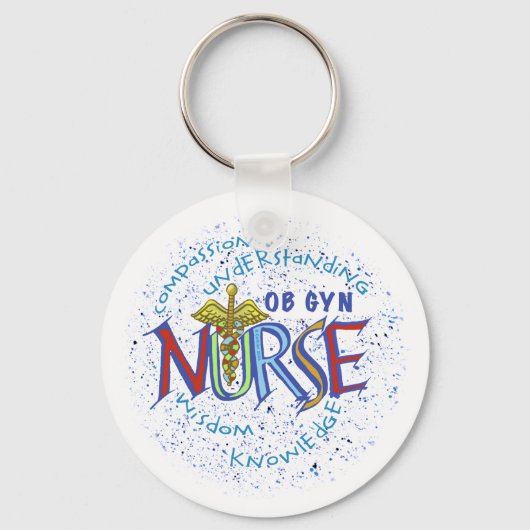 Ob Gyn Nurse Motto aangepaste naam Sleutelhanger (Voorkant)