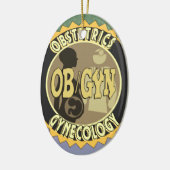 OB/GYN VROUW DOCTOR LOGO KERAMISCH ORNAMENT (Links)