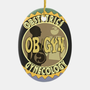 OB/GYN VROUW DOCTOR LOGO KERAMISCH ORNAMENT