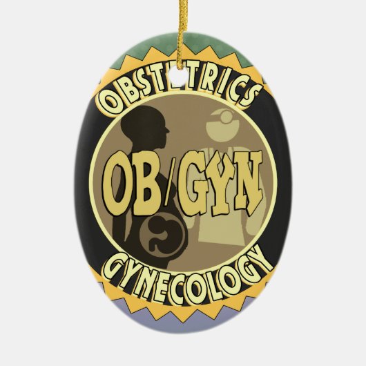 OB/GYN VROUW DOCTOR LOGO KERAMISCH ORNAMENT (Voorkant)