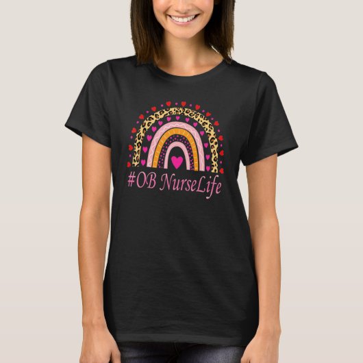 Ob Nurse Leopard Rainbow Nurse Week T-shirt (Voorkant)