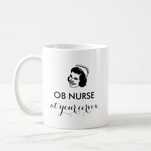 OB NURSE - op je baarmoederhals! Koffiemok (Links)