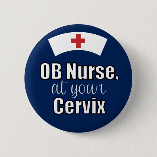 OB verpleegster bij uw Cervix Navy Blue Ronde Button 5,7 Cm (Voorkant)