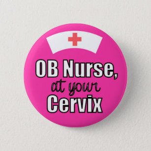 OB verpleegster bij uw Cervix roze Button