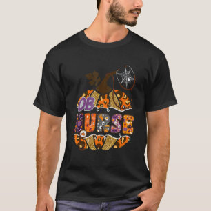 Ob verpleegster stethoscoop luipaard halloween pom t-shirt