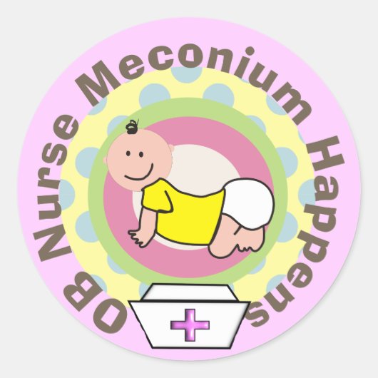 OB Zurse Gifts "Meconium Happens" Ronde Sticker (Voorkant)