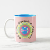 OB Zurse Gifts "Meconium Happens" Tweekleurige Koffiemok (Links)