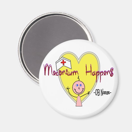 OB Zuster "Meconium Happens" Hilarious Magneet (Voorkant / Achterkant)
