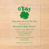 O'Baby St Patrick's Day Baby Shower Acryl Uitnodigingen (Voorkant)
