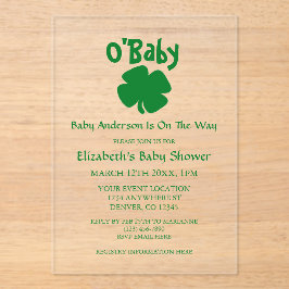 O'Baby St Patrick's Day Baby Shower Acryl Uitnodigingen
