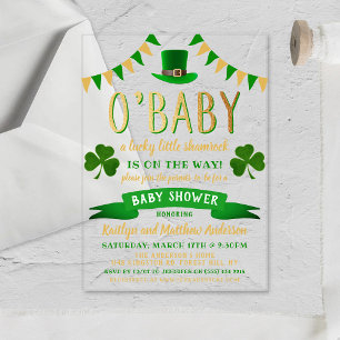 O'Baby St. Patrick's Day Baby shower Acryl Uitnodigingen