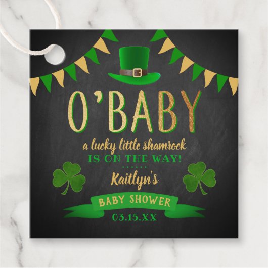 O'Baby St. Patrick's Day Baby shower Bedankjes Labels (Voorkant)