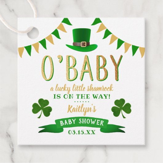 O'Baby St. Patrick's Day Baby shower Bedankjes Labels
