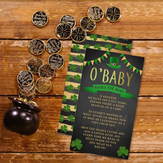 O'Baby St. Patrick's Day Baby shower Book Request Informatiekaartje