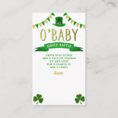 O'Baby St. Patrick's Day Baby shower Diaper Raffle Informatiekaartje (Voorkant)
