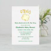 O'Baby St Patrick's Day Baby shower Folie Uitnodiging (Staand Voorkant)