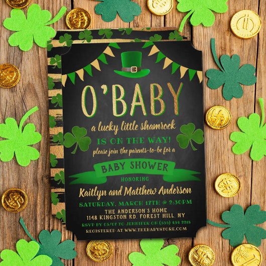 O'Baby St. Patrick's Day Baby Shower Invitations Kaart