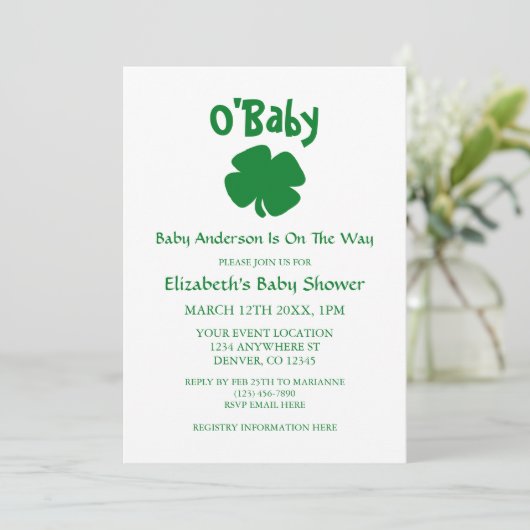 O'Baby St Patrick's Day Baby shower Kaart (Staand voorkant)
