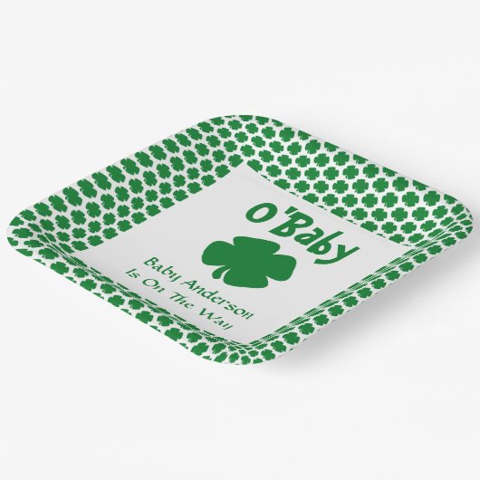 O'Baby St Patrick's Day Baby shower Paper Borden Papieren Bordje (Gebogen)