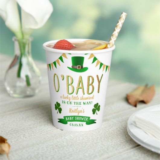 O'Baby St. Patrick's Day Baby shower Papieren Bekers (Insitu)