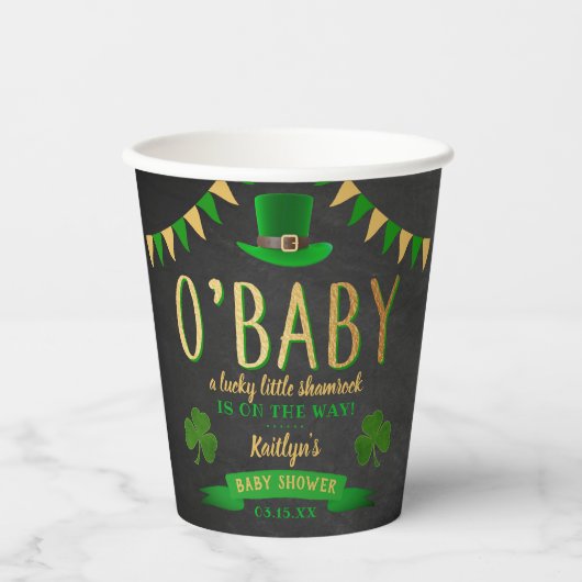 O'Baby St. Patrick's Day Baby shower Papieren Bekers (Voorkant)