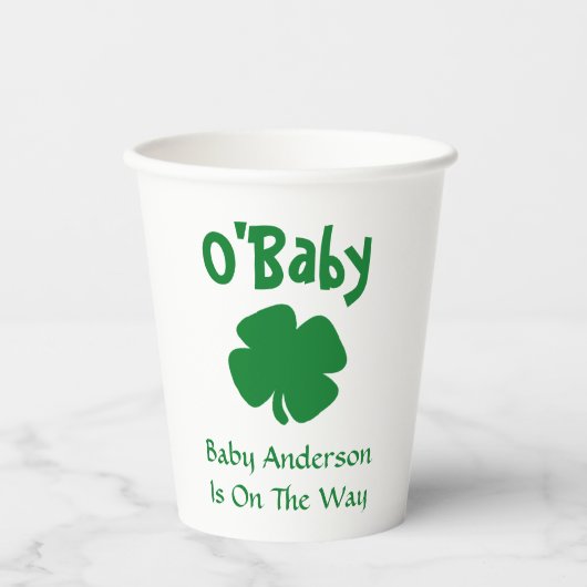 O'Baby St Patrick's Day Baby shower Papieren Bekers (Voorkant)