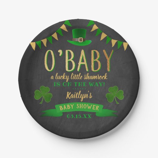O'Baby St. Patrick's Day Baby shower Papieren Bordje (Voorkant)