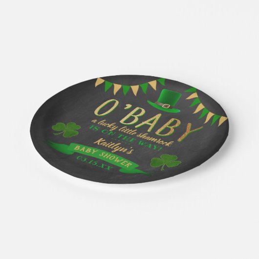 O'Baby St. Patrick's Day Baby shower Papieren Bordje (Gekanteld)