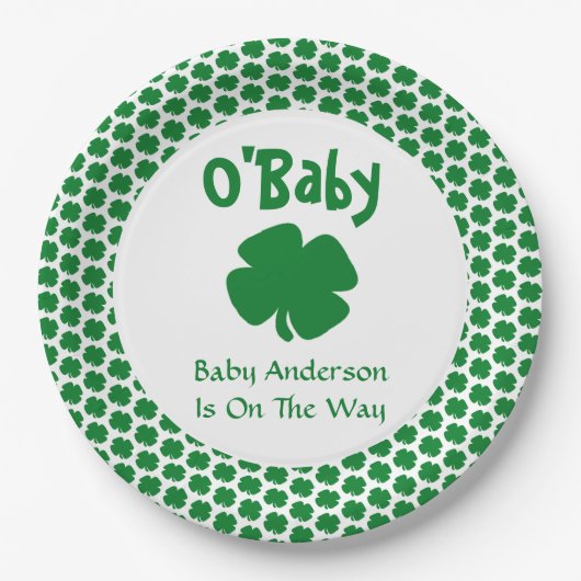 O'Baby St Patrick's Day Baby shower Papieren Bordje (Voorkant)