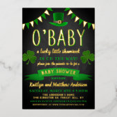 O'Baby St. Patrick's Day Baby shower Real Folie Uitnodiging (Voorkant)