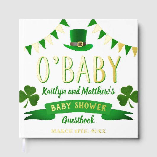 O'Baby St. Patrick's Day Baby shower Real Gastenboek (Voorkant)