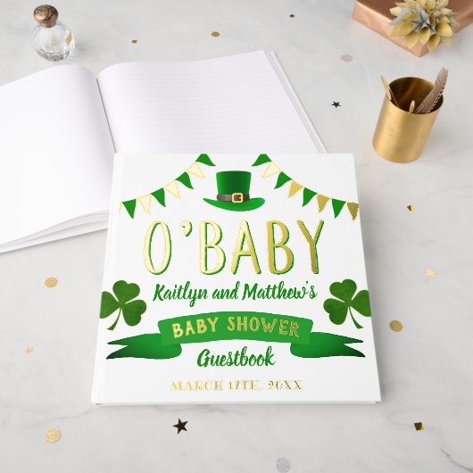O'Baby St. Patrick's Day Baby shower Real Gastenboek (Voorkant open)