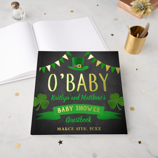 O'Baby St. Patrick's Day Baby shower Real Gastenboek (Voorkant open)