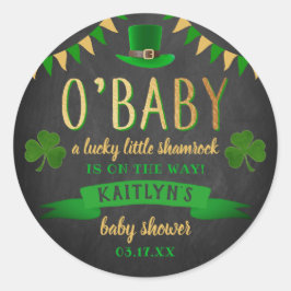 O'Baby St. Patrick's Day Baby shower Ronde Sticker