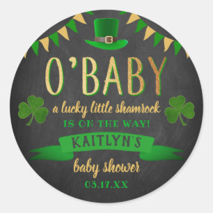 O'Baby St. Patrick's Day Baby shower Ronde Sticker