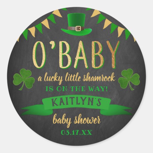 O'Baby St. Patrick's Day Baby shower Ronde Sticker (Voorkant)