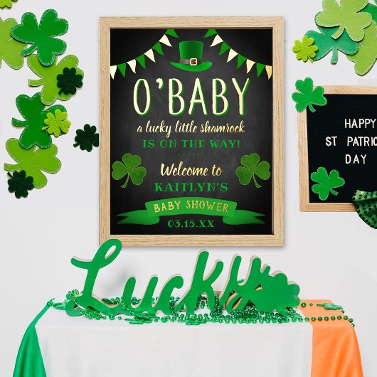 O'Baby St. Patrick's Day Baby shower Welkom Folie Afdrukken