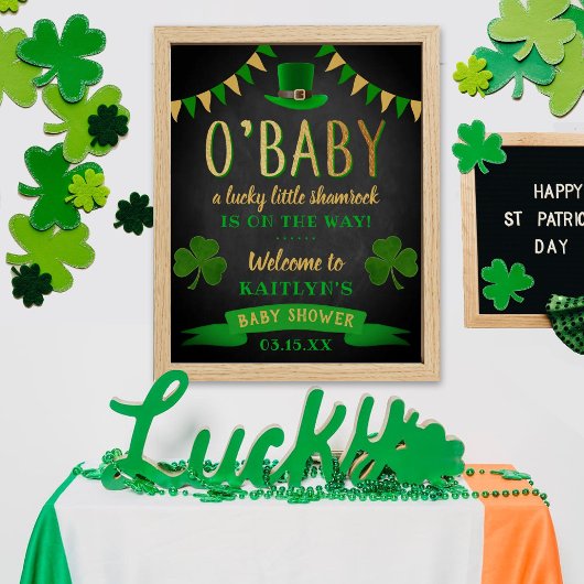 O'Baby St. Patrick's Day Baby shower Welkom Poster