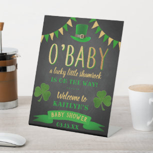 O'Baby St. Patrick's Day Baby shower Welkom Reclamebord Met Voetstuk