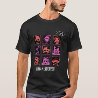 Obakeidoro-pictogrammen van monsters in-gamekleur t-shirt