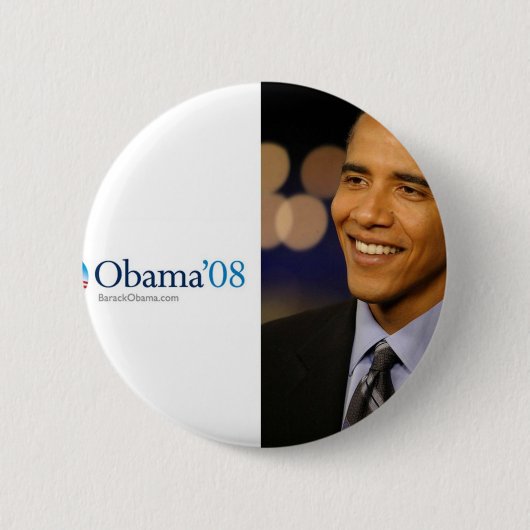 Obama'08 Pin Ronde Button 5,7 Cm (Voorkant)